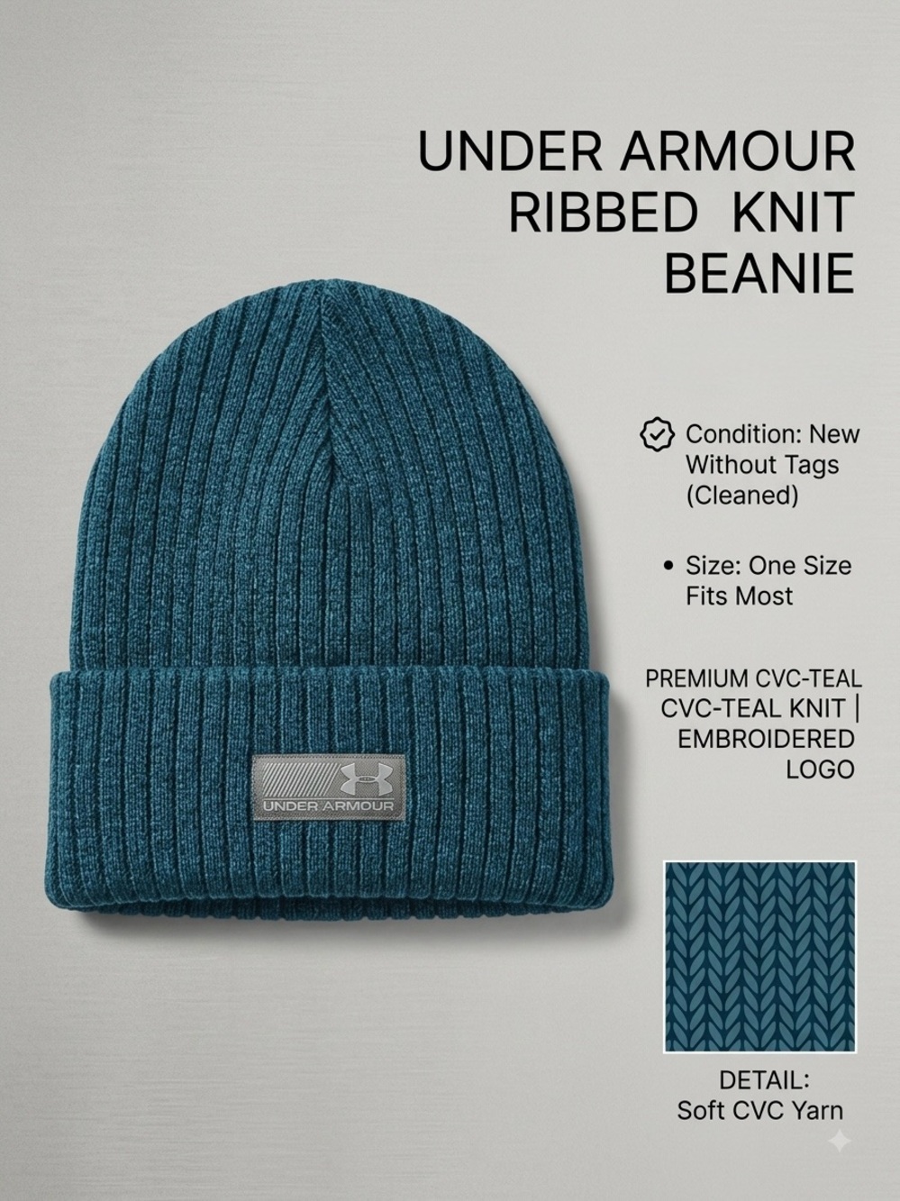 Under Armour Teal Ribbed Knit Beanie